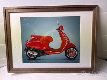 Quadro vespa con cornice in legna