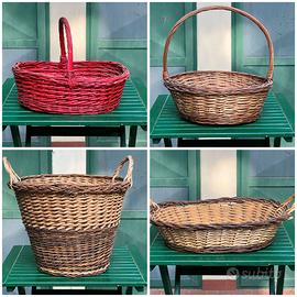 Cesti in Vimini Vintage – Lotto 4 Pezzi