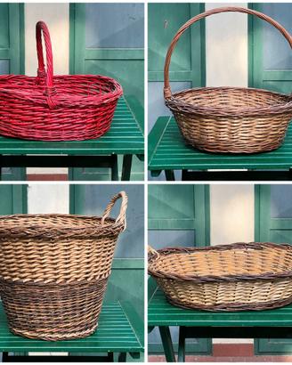 Cesti in Vimini Vintage – Lotto 4 Pezzi