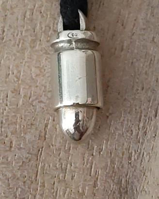 Collana argento 925 bossolo proiettile inerte