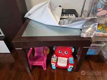 Mobile sala 290 cm e tavolo legno cristallo 100 cm