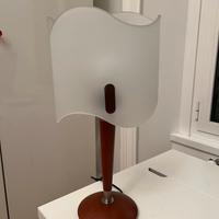 Lampada da tavolo vetro, legno e acciaio