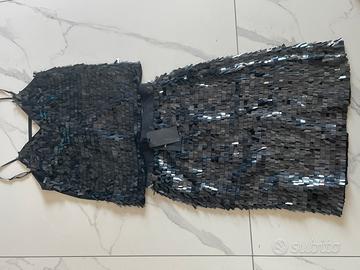 Pinko Gonna nera con Paillettes/Frange - Elegante