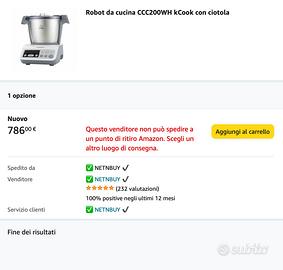 Kenwood CCC200WH kCook Robot da Cucina