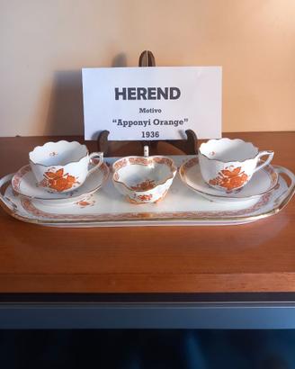 Herend "Apponyi Orange" set caffe' tete-a-tete