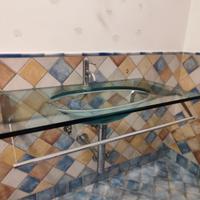 Lavabo bagno in vetro e cristallo design con rubin