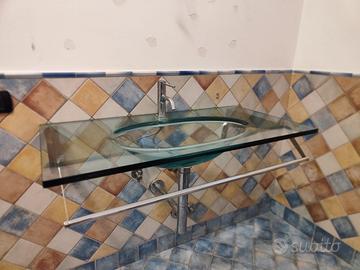 Lavabo bagno in vetro e cristallo design con rubin