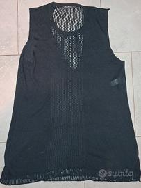 Canotta Donna nera in cotone a retina