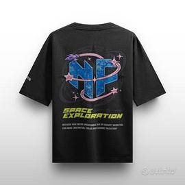 T-shirt nera oversize Space Exploration - No Filte