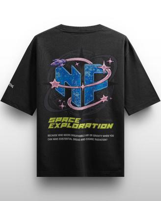 T-shirt nera oversize Space Exploration - No Filte