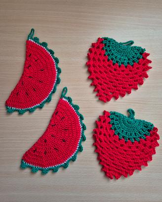 Presine uncinetto fragola e cocomero