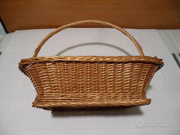 Cesto Rettangolare in Vimini Intrecciato a Mano
