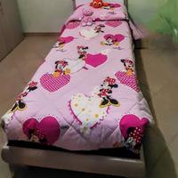 letto singolo effetto legno color olmo e bianco