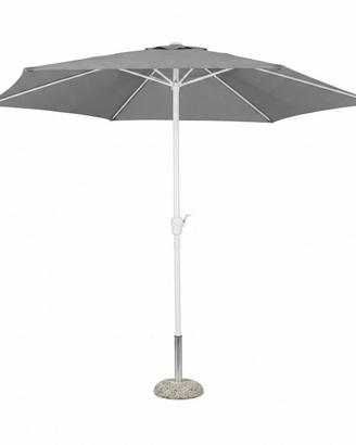 Ombrellone Rotondo Giardino 3m Grigio Palo Bianco