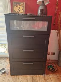 BRIMNES
Cassettiera con A cassetti, nero/vetro sme