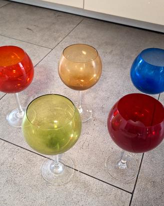 Set Calici Vino rosso in vetro colorato