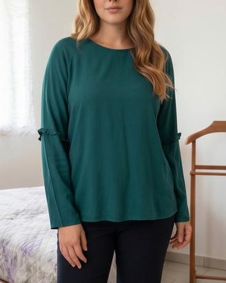 Morbida Blusa Viscosa Verde Fiorella Rubino 