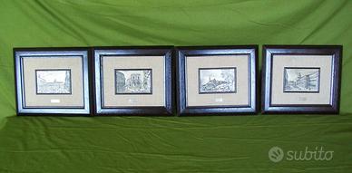 P. Guerrini: 4 vedute di Bologna incise su argento