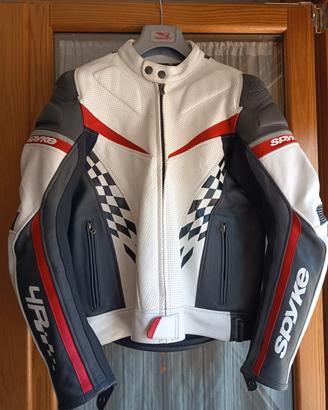 Giacca in pelle moto Spyke+paraschiena 