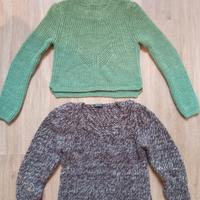 Set 2 maglioni corti verde e marrone donna. M. 