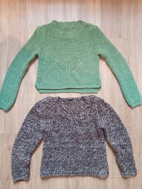 Set 2 maglioni corti verde e marrone donna. M. 