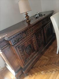 vetrina e credenza legno massello lavorato, dei 30