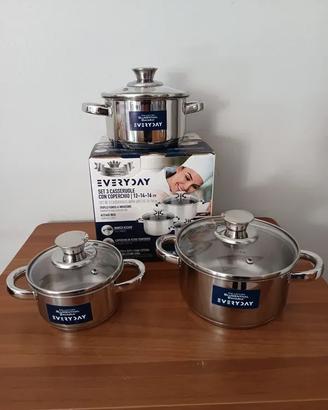 batteria di Pentole in Acciaio Inox