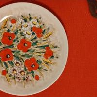 piatto papaveri  ceramica piccola fornace varazze