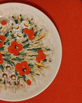 piatto papaveri  ceramica piccola fornace varazze