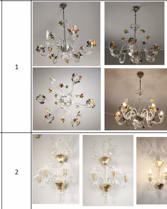 Lotto lampadari, plafoniere e applique in vetro st