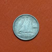 Moneta vintage da 10 cents Canada del 1944 