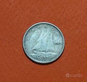 Moneta vintage da 10 cents Canada del 1944 