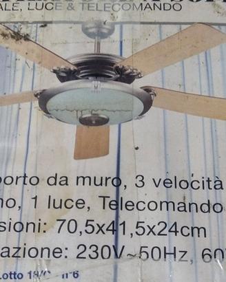 VENTILATORE SOFFITTO 5 PALE LUCE E TELECOMANDO -NU
