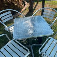 Set tavolino e sedie alluminio