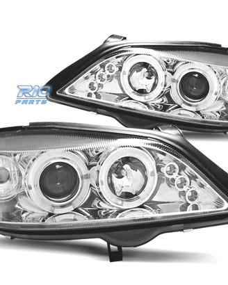 FARI PER OPEL ASTRA G 97-04 ANGEL EYES FONDO CROMA