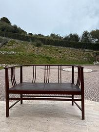 Divanetto in legno e cuoio
