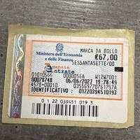 Marca da bollo 67€ 06/06/2023