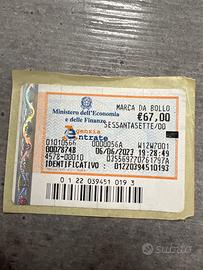 Marca da bollo 67€ 06/06/2023