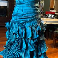 Vestito elegante color petrolio in seta