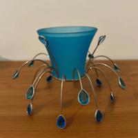 Swarovski porta candele in cristallo blu