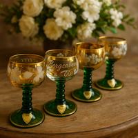 Set 4 antichi bicchierini liquore vetro soffiato