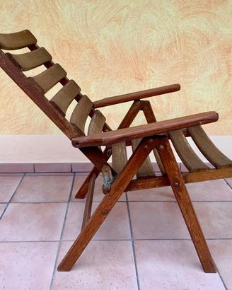 Poltrona sedia da esterni regolabile in legno teak