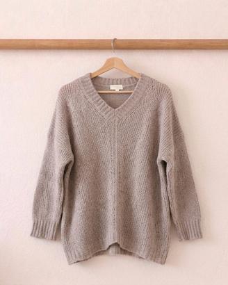 Maglione scollo V morbido effetto mohair