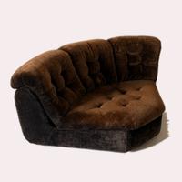 Divano vintage modulare in velluto marrone anni 70