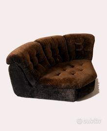 Divano vintage modulare in velluto marrone anni 70