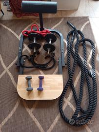 set palestra con pesi corde ed elastici
