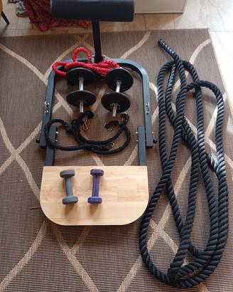 set palestra con pesi corde ed elastici