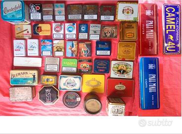 Scatole di tabacco, e altro, in latta vintage