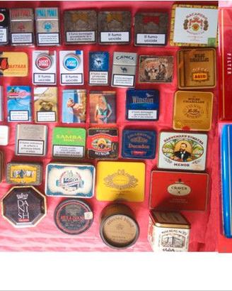 Scatole di tabacco, e altro, in latta vintage