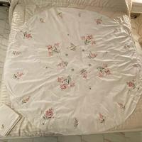 Vintage tovaglia rotonda lino bianco